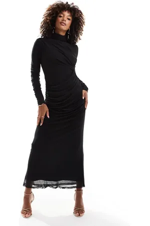 DASKA Drape front maxi dress in