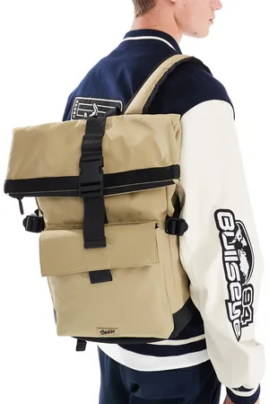 Pull&Bear Roll top buckle detail back pack in tan