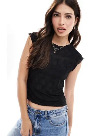 MANGO Textured front woven sleeveless top in