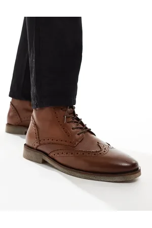 ASOS Lace-up brogue boots in tan leather with natural sole