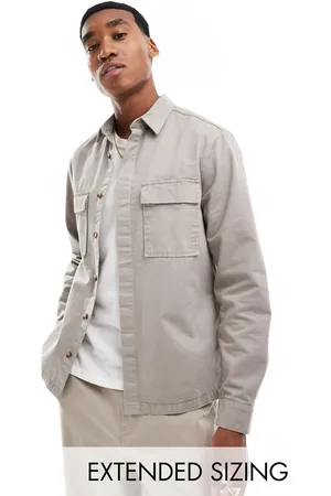 ASOS Overshirt with square collar and patch pocket in