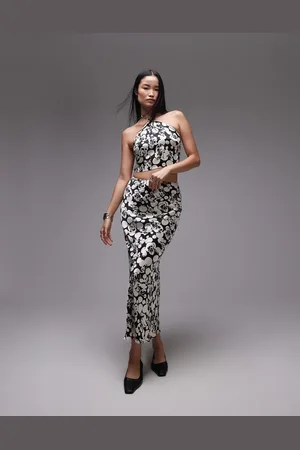 Topshop Satin maxi skirt in mono floral - part of a set