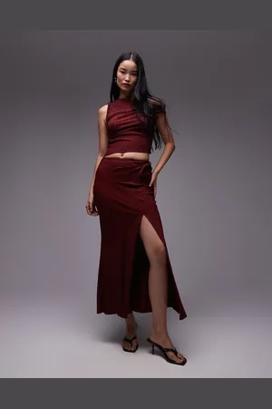 Topshop Twist maxi skirt in burgundy - part of a set