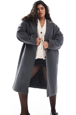 ASOS ASOS DESIGN Curve throw on formal coat in charcoal