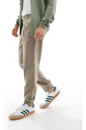 ASOS Tapered smart pants with sweatpants cuff in stone