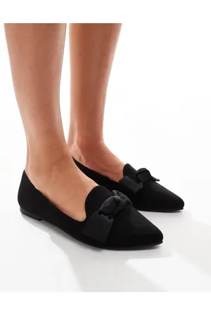London Rebel Florence pointed bow loafers in