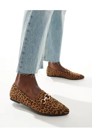 London Rebel Felicity pointed flat shoes in leopard