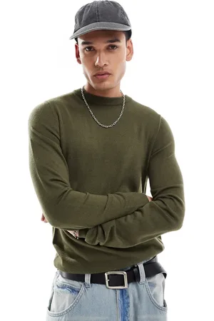 COLLUSION Soft knit crew neck sweater in olive