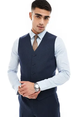 ASOS Slim wool blend suit vest in basketweave