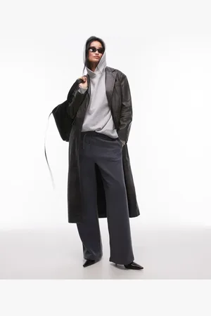 Topshop Premium real leather coat in washed