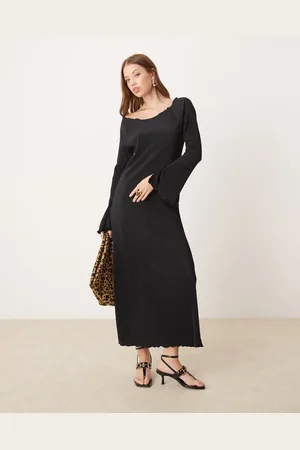 JDY Bell sleeve plisse maxi dress in