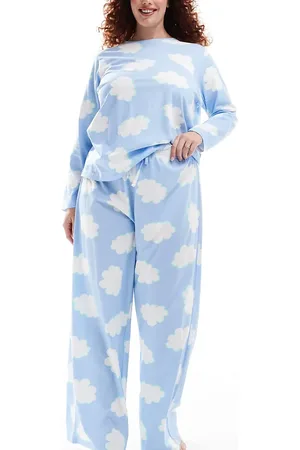 ASOS ASOS DESIGN Curve cloud long sleeve top & pants pajama set in