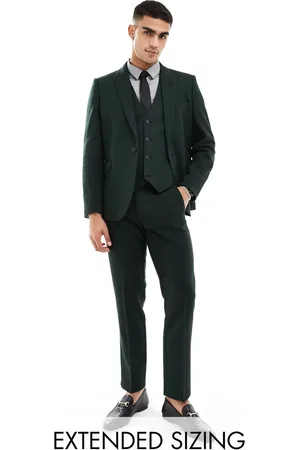 ASOS Slim wool blend suit pants in bottle herringbone