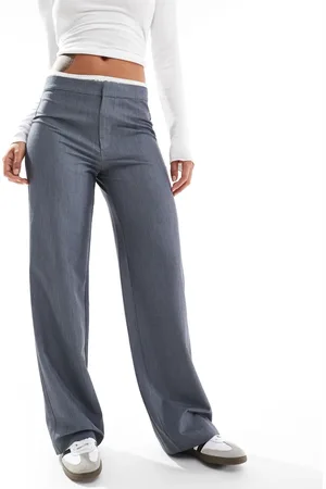 Stradivarius Tailored pant with lace waistband detail in