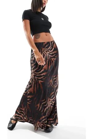 ASOS Satin bias cut maxi skirt in zebra print