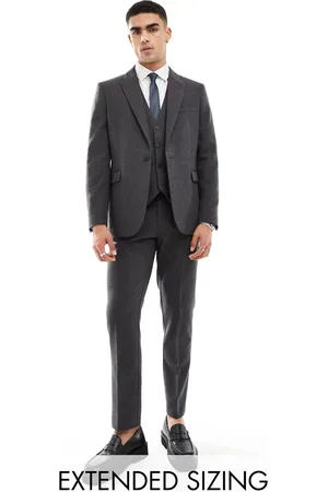 ASOS Skinny wool blend suit pants in charcoal basket weave