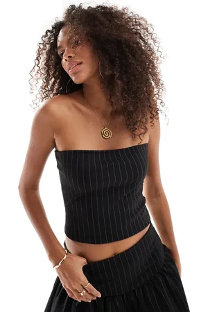 ASOS Bandeau top in black pinstripe - part of a set
