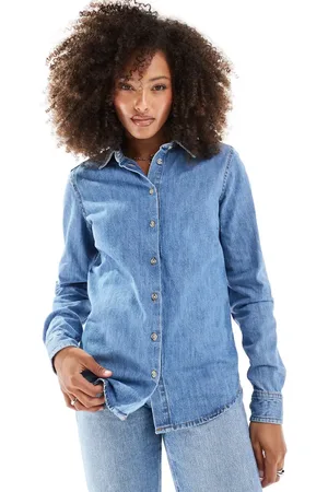 ASOS Easy denim shirt in midwash