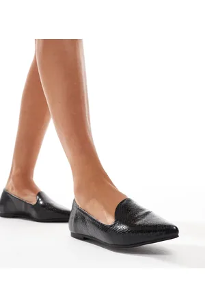 London Rebel London Rebel Celina wide fit pointed loafers in snake