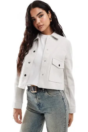 Stradivarius Boxy wool look jacket in natural