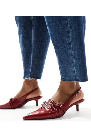 Stradivarius Kitten slingback heels with buckles in
