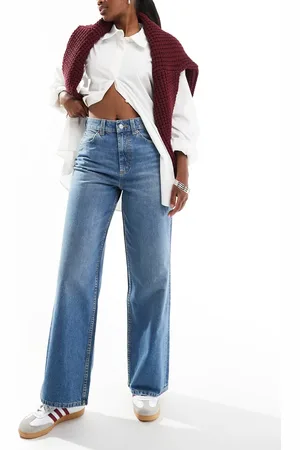 ASOS Wide leg dad jeans in dark mid