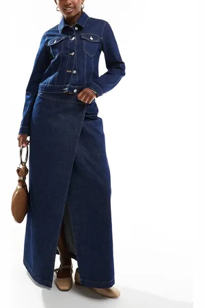 ASOS Denim wrap maxi skirt in indigo
