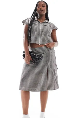 COLLUSION Plus wrap midi skirt in check - part of a set