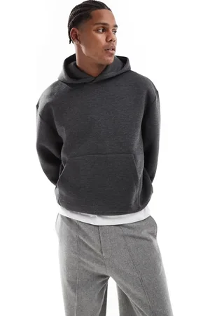 ASOS Heavyweight boxy oversized scuba hoodie in charcoal heather