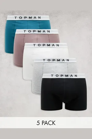 Topman 5 pack boxer briefs in white, gray, mauve, black and teal