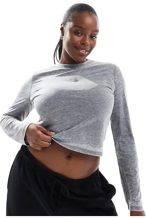 ASOS ASOS DESIGN Curve burnout long sleeve top in acid wash