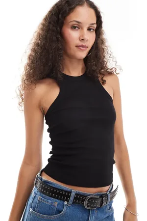 COLLUSION Ribbed racer tank top in