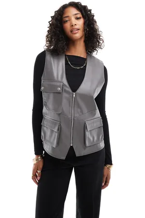 ASOS Faux leather utility pocket detail vest in