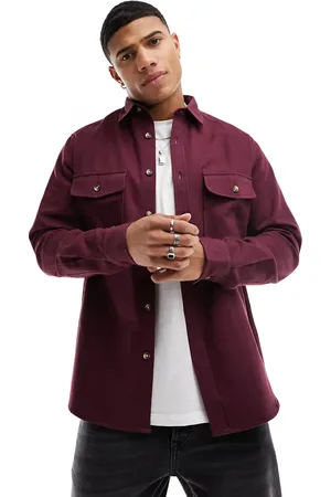 ASOS Cotton overshirt in burgundy
