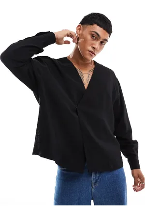 ASOS Oversized boxy wrap shirt in crinkle fabric