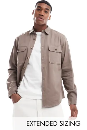 ASOS Cotton overshirt in dark stone