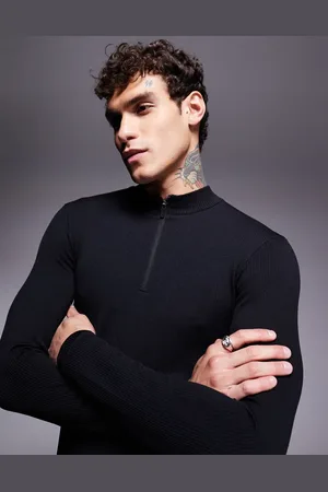 ASOS Icon performance muscle fit seamless ribbed long sleeve 1/4 zip sweatshirt in