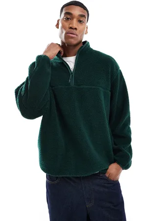 ASOS Oversized borg half zip sweatshirt in dark