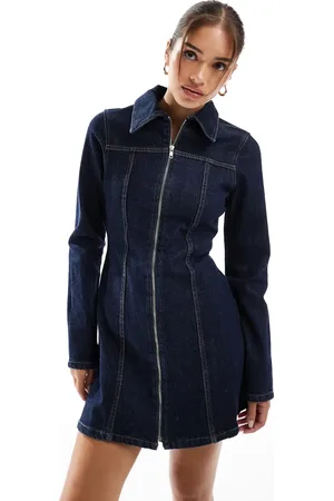 ASOS Denim fitted shirt mini dress in rinse wash
