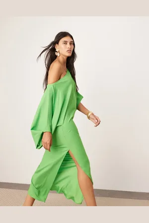 ASOS Satin slouchy off the shoulder midi dress in