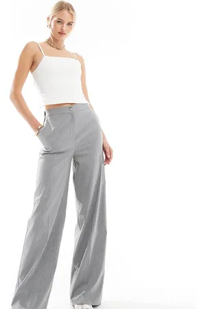 ASOS ASOS DESIGN Tall tailored wide leg dad pants in gray stripe
