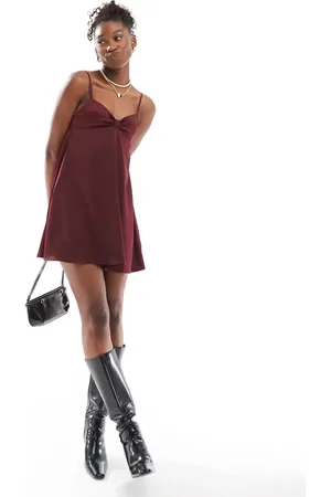 Motel Rafaila mini slip dress in burgundy