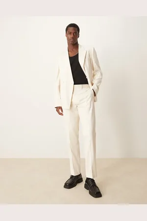 ASOS Slim suit pants in cream geo jacquard
