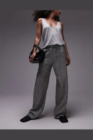 Topshop Textured tie waist sweatpants with seam details in