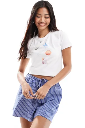 JJXX Baby tee with shells print in