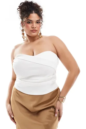 ASOS ASOS DESIGN Curve structured scuba corset top in cream