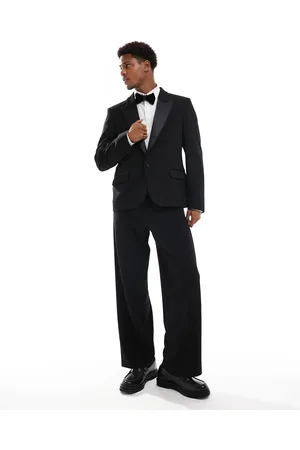 ASOS Wide leg tuxedo pants with cummerbund waistband in