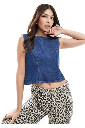 ASOS Denim peplum top in mid