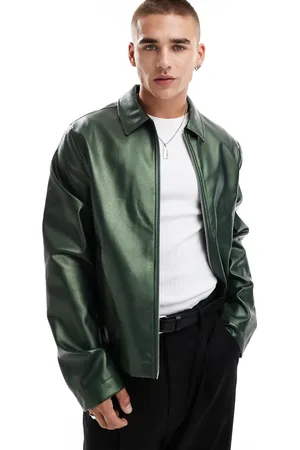 ASOS Faux leather harrington jacket in metalic
