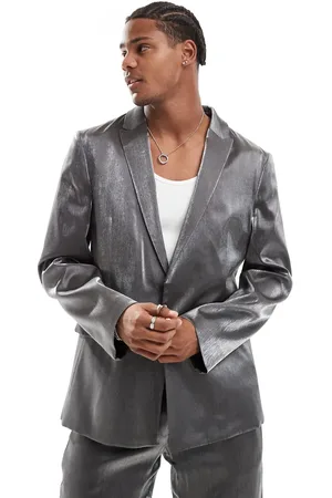 ASOS Slim slouchy suit jacket in metallic